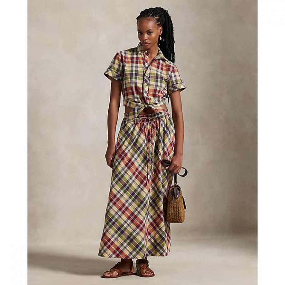 ポロラルフローレンレディースクロップチェック柄コットンネクタイフロントトップ (WMPOSHTNDO20731999) ポロラルフローレンレディースクロップチェック柄コットンネクタイフロントトップ (WMPOSHTNDO20731999)