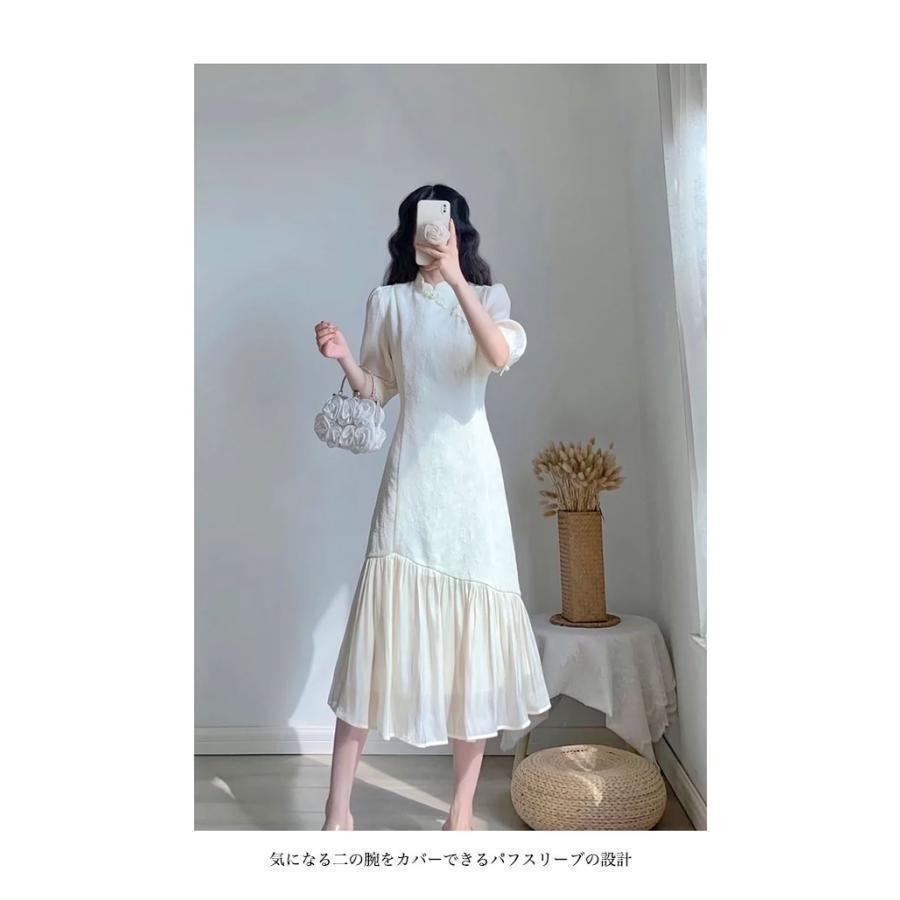 ワンピース 5分丈袖 レディース チャイナドレス パフスリーブ 5分丈袖ワンピース レトロ ミモレ丈 夏 ジャガードワンピース ワンピース 5分丈袖 レディース チャイナドレス パフスリーブ 5分丈袖ワンピース レトロ ミモレ丈 夏 ジャガードワンピース