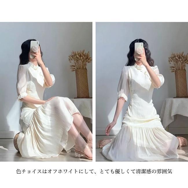 ワンピース 5分丈袖 レディース チャイナドレス パフスリーブ 5分丈袖ワンピース レトロ ミモレ丈 夏 ジャガードワンピース ワンピース 5分丈袖 レディース チャイナドレス パフスリーブ 5分丈袖ワンピース レトロ ミモレ丈 夏 ジャガードワンピース