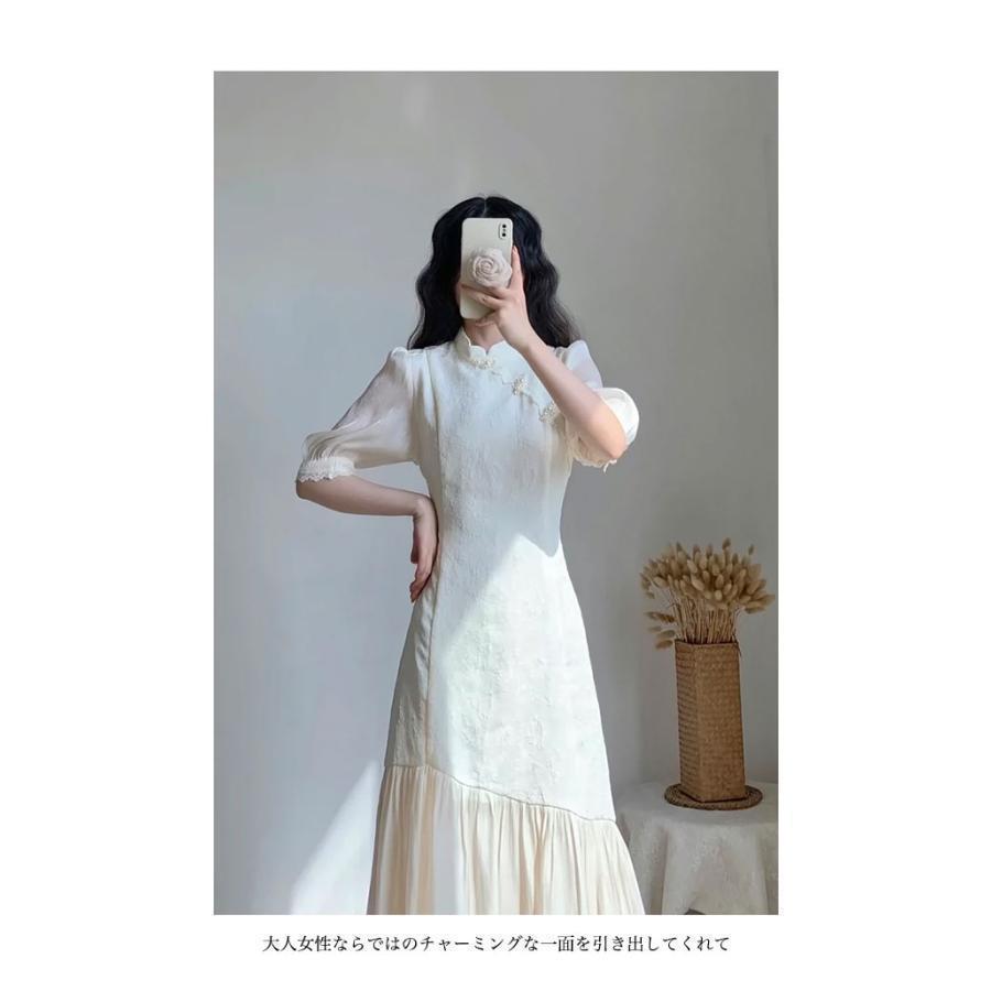 ワンピース 5分丈袖 レディース チャイナドレス パフスリーブ 5分丈袖ワンピース レトロ ミモレ丈 夏 ジャガードワンピース ワンピース 5分丈袖 レディース チャイナドレス パフスリーブ 5分丈袖ワンピース レトロ ミモレ丈 夏 ジャガードワンピース