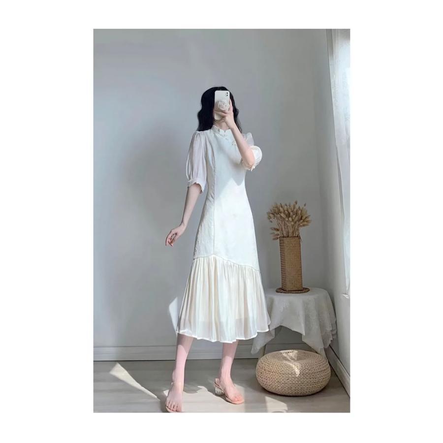 ワンピース 5分丈袖 レディース チャイナドレス パフスリーブ 5分丈袖ワンピース レトロ ミモレ丈 夏 ジャガードワンピース ワンピース 5分丈袖 レディース チャイナドレス パフスリーブ 5分丈袖ワンピース レトロ ミモレ丈 夏 ジャガードワンピース