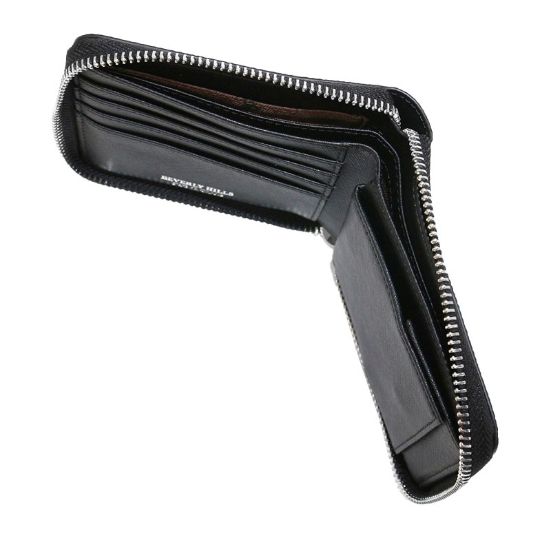 ラウンドファスナー 二つ折り財布 カウレザー ロゴ 小銭入れ メンズ 男性 bhgm3004 専属BOX付 ラウンドファスナー 二つ折り財布 カウレザー ロゴ 小銭入れ メンズ 男性 bhgm3004 専属BOX付