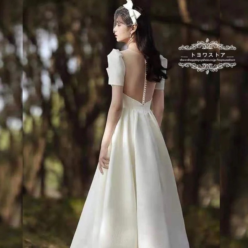 ウェディングドレス 結婚式 二次会 ホワイト 花嫁 ウェディング プリンセスドレス 白ドレス ロングドレス 披露宴 編み上げ 二次会 前撮り 白ワンピース ドレス ウェディングドレス