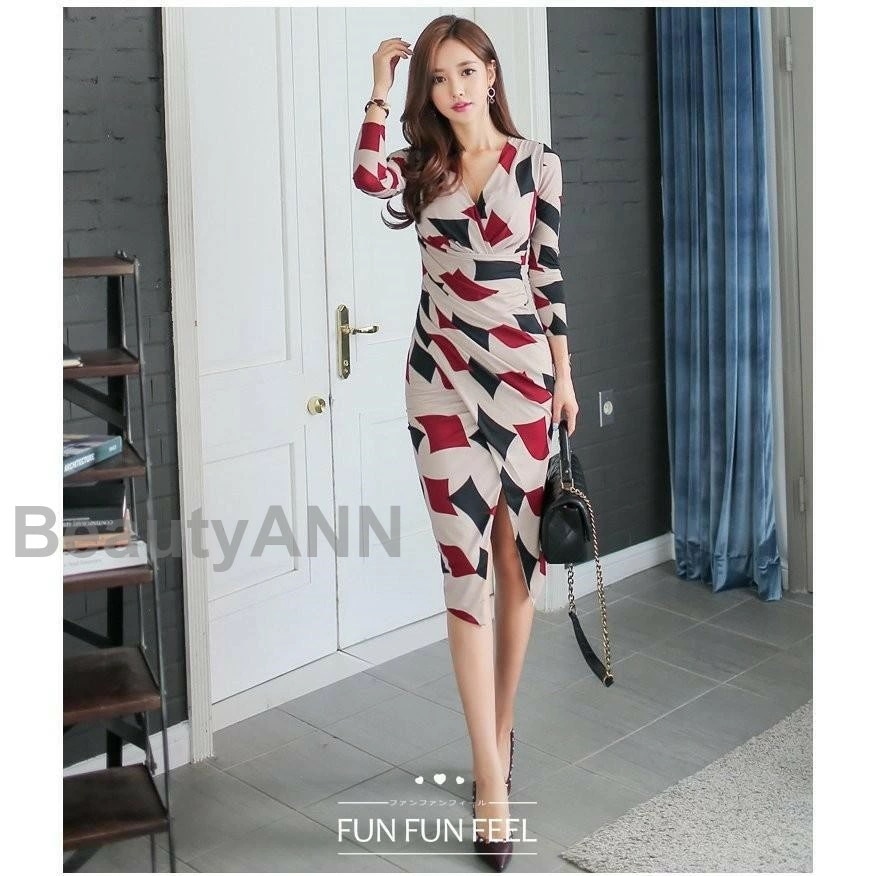 ワンピース レディース 40代 きれいめ 膝丈ワンピース 春 夏 七分袖ワンピース Vネック スリット タイトスカート オシャレ韓国風 OL 大人上品 30代 着痩せ ロングワンピース カジュアル ワ ワンピース レディース 40代 きれいめ 膝丈ワンピース 春 夏 七分袖ワンピース Vネック スリット タイトスカート オシャレ韓国風 OL 大人上品 30代 着痩せ ロングワンピース カジュアル ワ