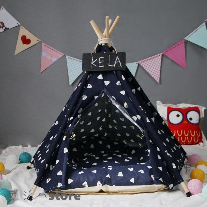 【1～3日で出荷】レースペット用テントペットテントペットハウスクッション付きドッグベット室内用ティピーテント犬動物ペット用品猫ペットテント