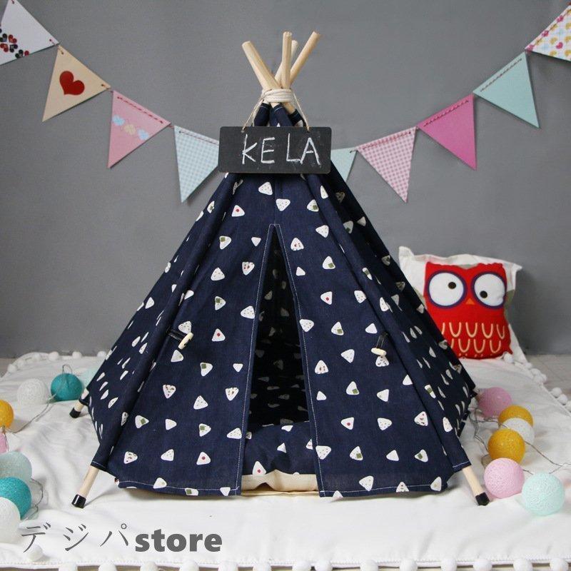 【1～3日で出荷】レースペット用テントペットテントペットハウスクッション付きドッグベット室内用ティピーテント犬動物ペット用品猫ペットテント