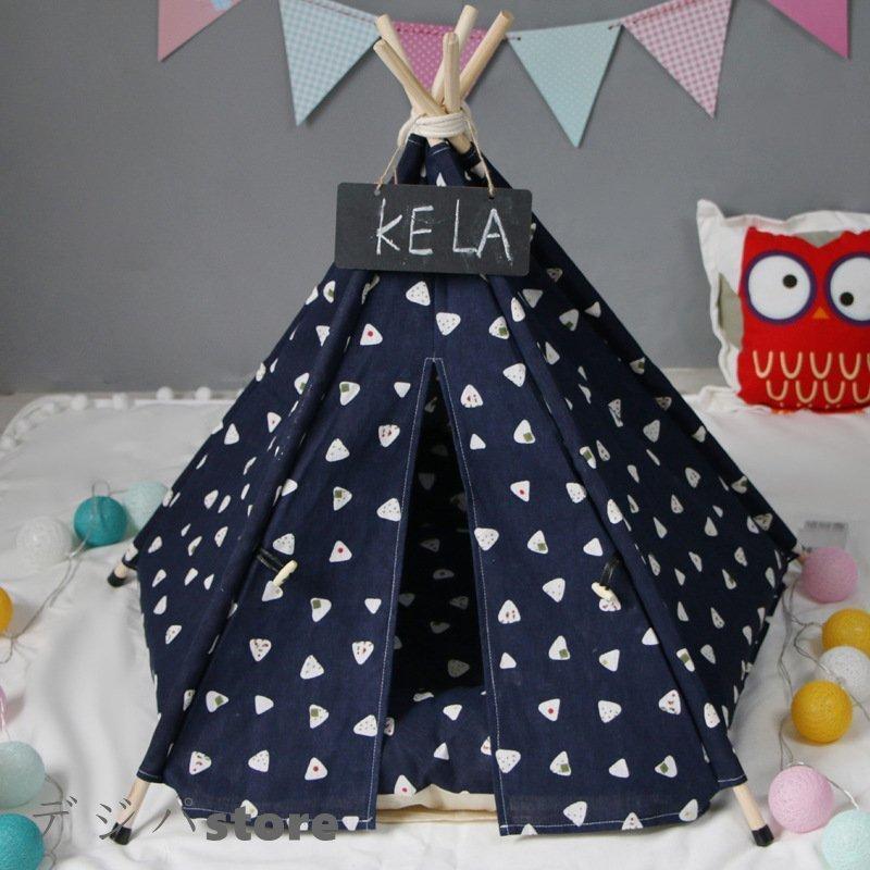 【1～3日で出荷】レースペット用テントペットテントペットハウスクッション付きドッグベット室内用ティピーテント犬動物ペット用品猫ペットテント