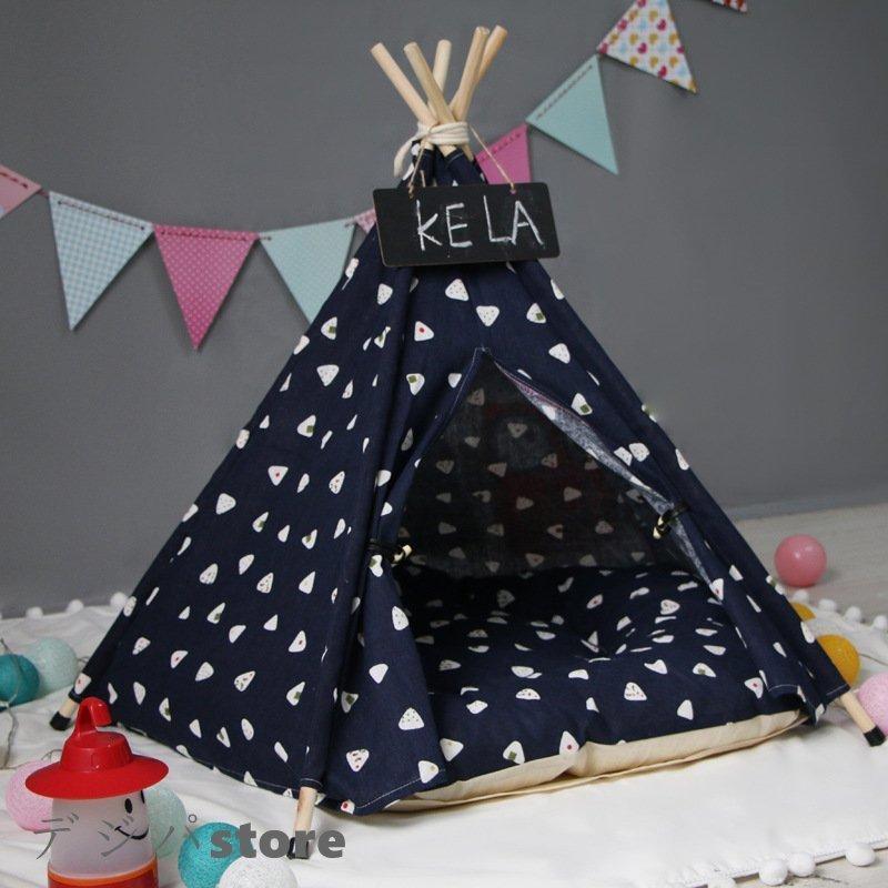 【1～3日で出荷】レースペット用テントペットテントペットハウスクッション付きドッグベット室内用ティピーテント犬動物ペット用品猫ペットテント