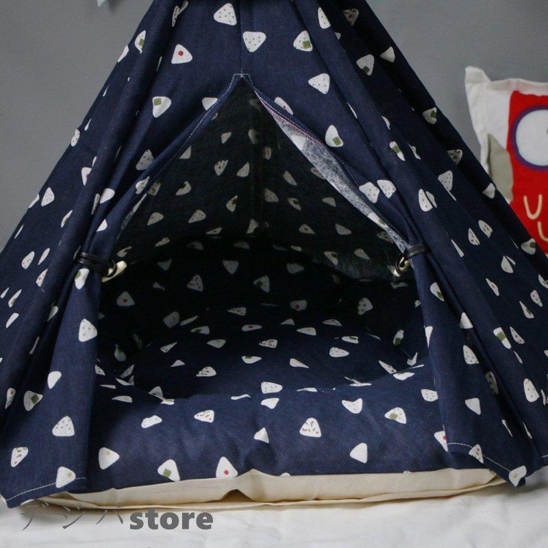 【1～3日で出荷】レースペット用テントペットテントペットハウスクッション付きドッグベット室内用ティピーテント犬動物ペット用品猫ペットテント