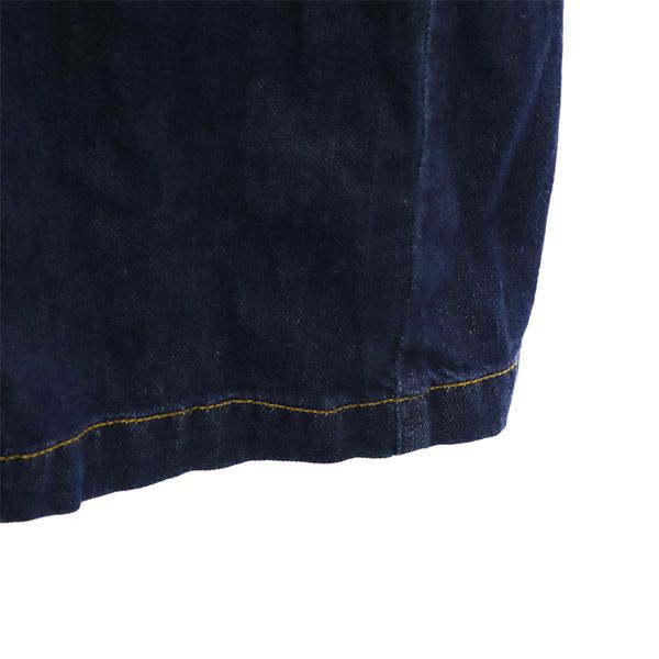 未使用 長袖 フリルデニム ワンピース F ネイビー LWFO181003 レディース