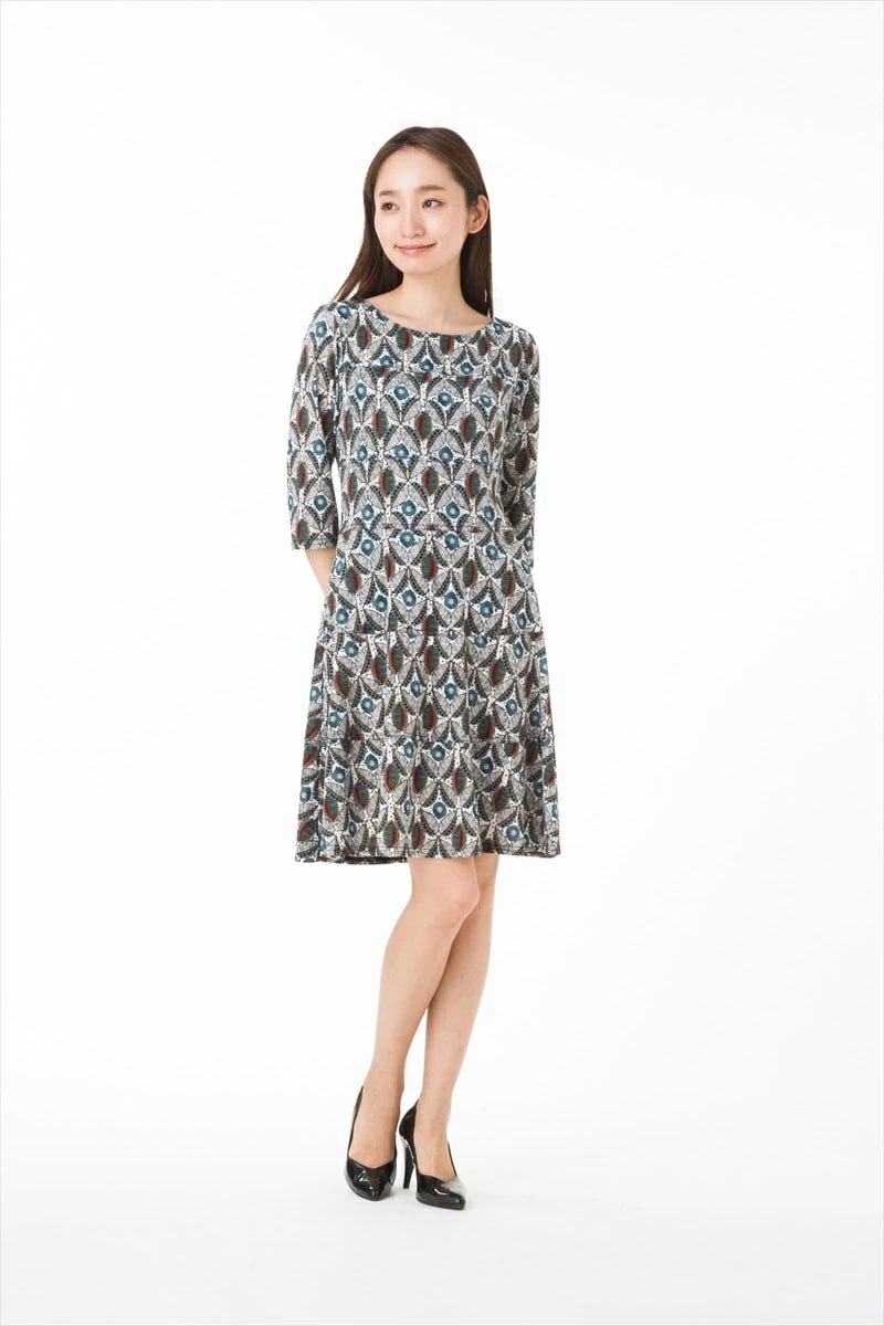 ファス(FAS)ワンピース T2 T3 T4サイズ 大人ワンピース レディース 7分袖 Uネック 膝丈 ワンピース 上品 大きいサイズ Fille A Suivre ファス(FAS)ワンピース T2 T3 T4サイズ 大人ワンピース レディース 7分袖 Uネック 膝丈 ワンピース 上品 大きいサイズ Fille A Suivre