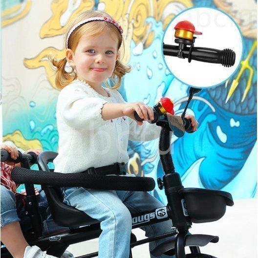 二人乗り三輪車ベビーカー双子用子供用自転車補助棒付き両点シートベルト付き物置くカゴ付き補助棒取り外す能誕生日プレゼントアウトドア