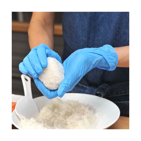 （まとめ） 錦尚金ゆうゆうグローブ ニトリルフィットグローブ パウダーフリー ブルー S 1箱（100枚） [x5セット]