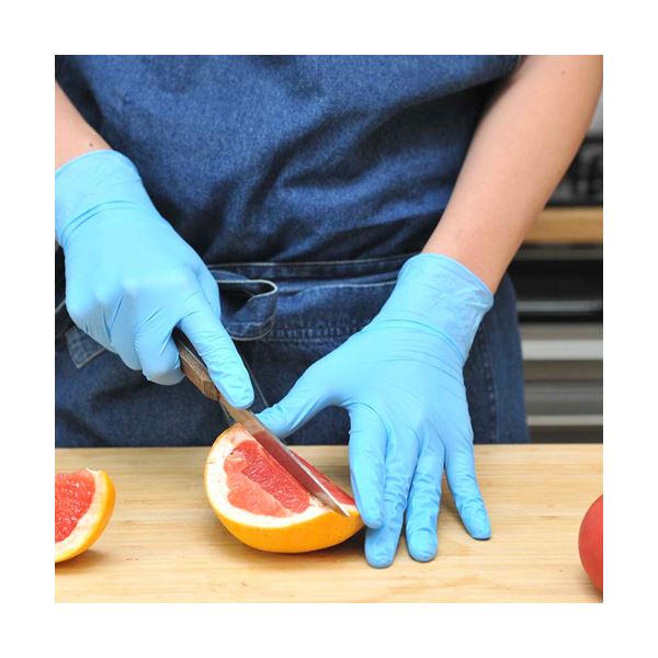 （まとめ） 錦尚金ゆうゆうグローブ ニトリルフィットグローブ パウダーフリー ブルー S 1箱（100枚） [x5セット]