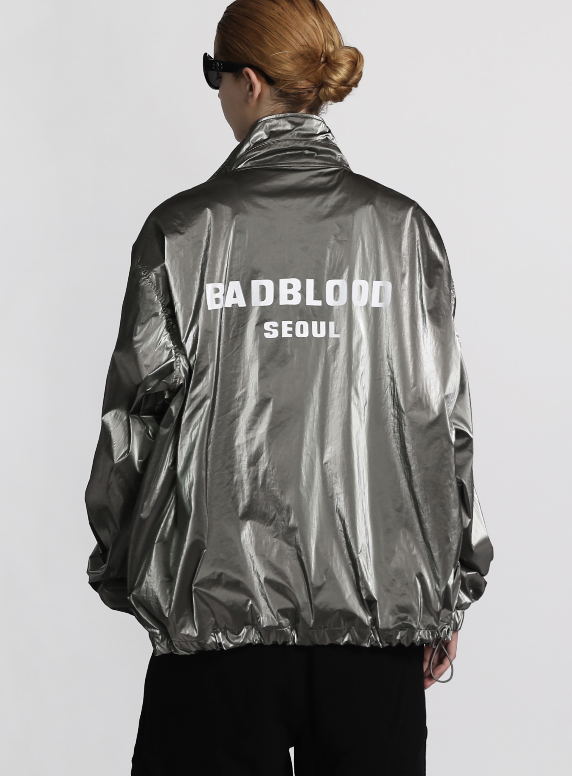 【BADBLOOD】 PRINT LOGO NYLON TRACK JACKET : KHAKI