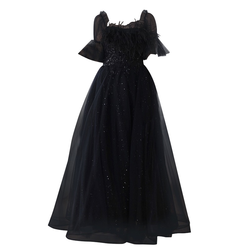 韓国ファッション ウェディングドレス 二次会黒い羽根のドレス 花嫁 ドレス海外挙式 お呼ばれ ロングドレス フォトウエディング 大きいサイズ 前撮り 披露宴