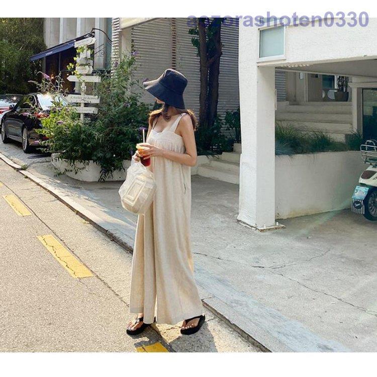 サロペット オーバーオール パンツ レディース ロング丈 ワイドパンツ 春夏新作 ロングズボン 無地リネン ゆったり サロペット オシャレ ボトムス 韓国風