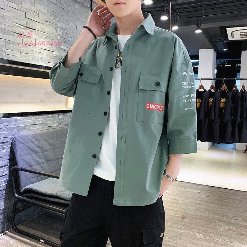 メンズ 字母プリント 春服 2タイプ カジュアル シャツジャケット 長袖 ジャケット アウター 秋服 メンズ 字母プリント 春服 2タイプ カジュアル シャツジャケット 長袖 ジャケット アウター 秋服