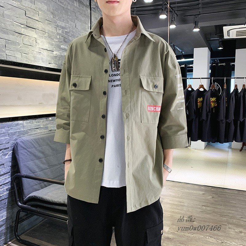 メンズ 字母プリント 春服 2タイプ カジュアル シャツジャケット 長袖 ジャケット アウター 秋服 メンズ 字母プリント 春服 2タイプ カジュアル シャツジャケット 長袖 ジャケット アウター 秋服