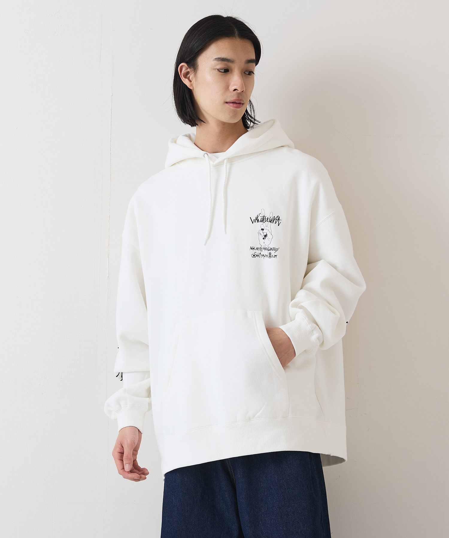 SAKIYAMA コラボ BIG フーデッド パーカー What it isNt ワットイットイズント マーク ゴンザレス