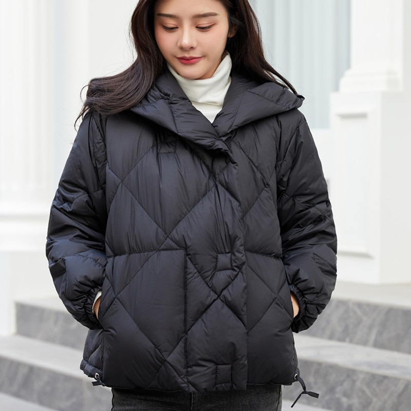 パン服ダウンジャケット女短金2023年新型韓国版白鴨パイル帽子付きゆったりとしたコートブーム パン服ダウンジャケット女短金2023年新型韓国版白鴨パイル帽子付きゆったりとしたコートブーム