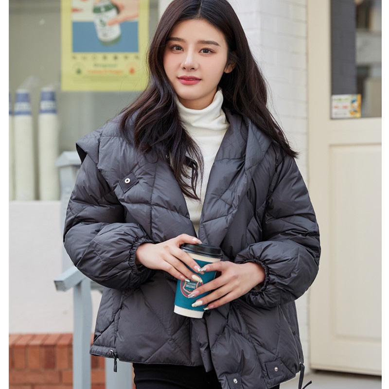 パン服ダウンジャケット女短金2023年新型韓国版白鴨パイル帽子付きゆったりとしたコートブーム パン服ダウンジャケット女短金2023年新型韓国版白鴨パイル帽子付きゆったりとしたコートブーム