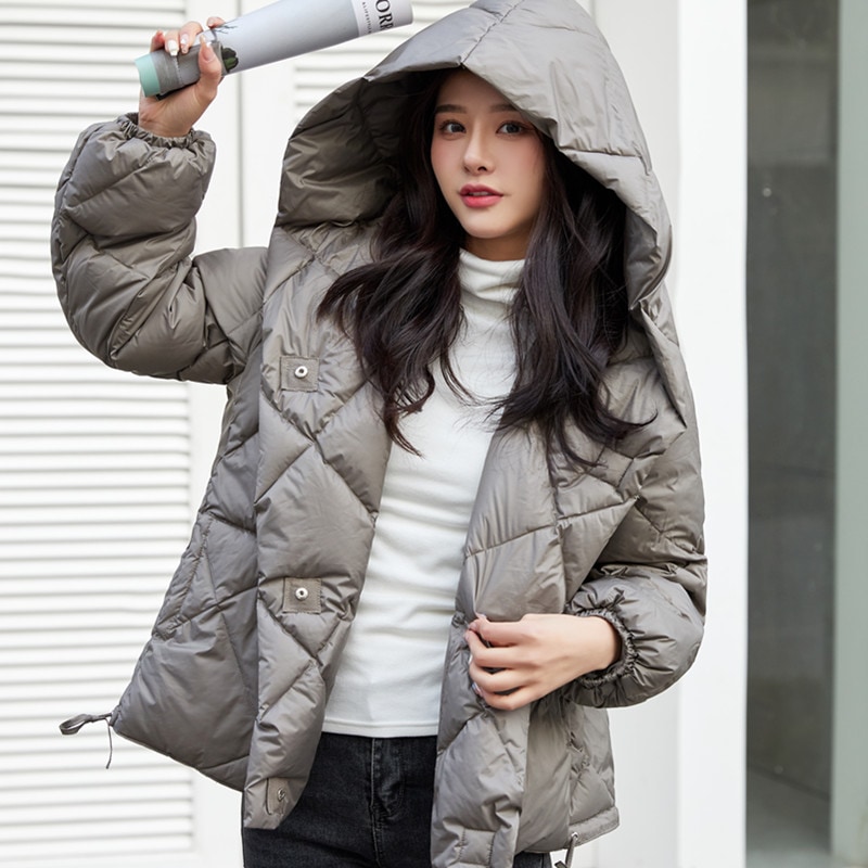 パン服ダウンジャケット女短金2023年新型韓国版白鴨パイル帽子付きゆったりとしたコートブーム パン服ダウンジャケット女短金2023年新型韓国版白鴨パイル帽子付きゆったりとしたコートブーム