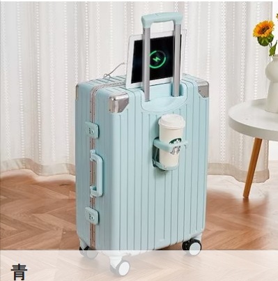 キャリーケース スーツケース 多機能カップホルダー付き USB充電可能 軽量 機内持ち込み ins人気