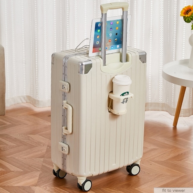 キャリーケース スーツケース 多機能カップホルダー付き USB充電可能 軽量 機内持ち込み ins人気
