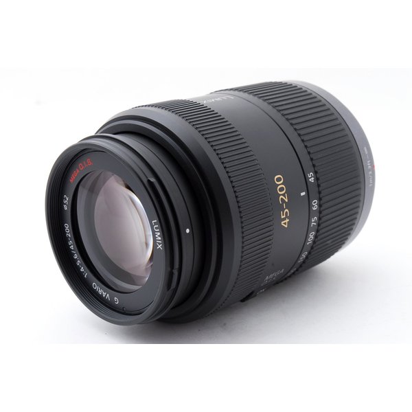 【中古】パナソニック Panasonic H-FS045200 G VARIO 45-200mm F4-5.6 MEGA O.I.S 美品 フィルター付き 望遠 ズーム
