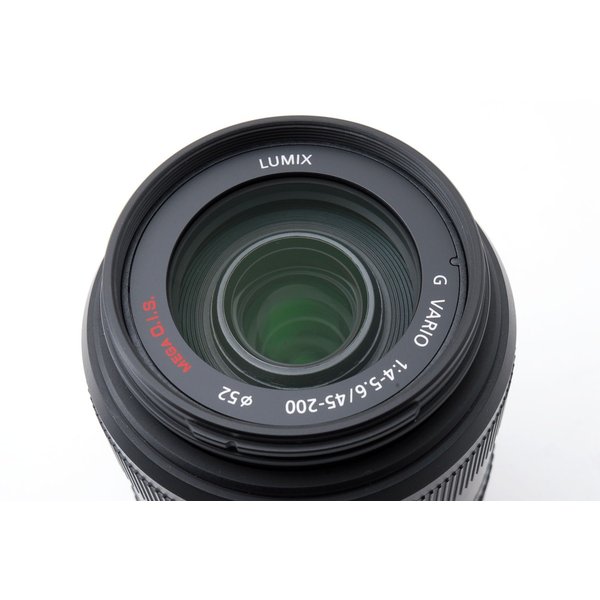 【中古】パナソニック Panasonic H-FS045200 G VARIO 45-200mm F4-5.6 MEGA O.I.S 美品 フィルター付き 望遠 ズーム