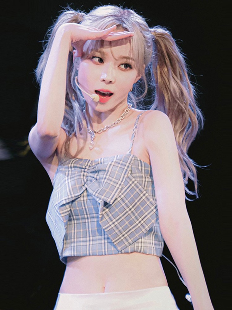 Aespa ジンミンジンチェック柄サスペンダートップセックスパフォーマンスダンススーツ Aespa ジンミンジンチェック柄サスペンダートップセックスパフォーマンスダンススーツ