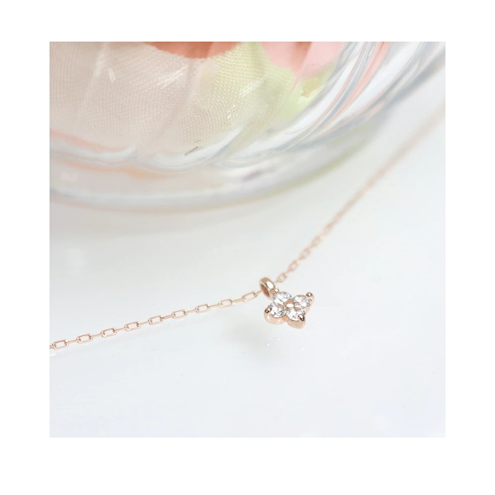 リボン済＆紙袋 ネックレス 正規品 レディース フラワーモチーフ ネックレス ペンダント プレゼント アクセサリー ジュエリー K10ピンクゴールド 祝い