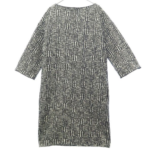 マレーラ 総柄 5分袖 ウールブレンド 膝丈ワンピース 42 ブラック MARELLA レディース マレーラ 総柄 5分袖 ウールブレンド 膝丈ワンピース 42 ブラック MARELLA レディース