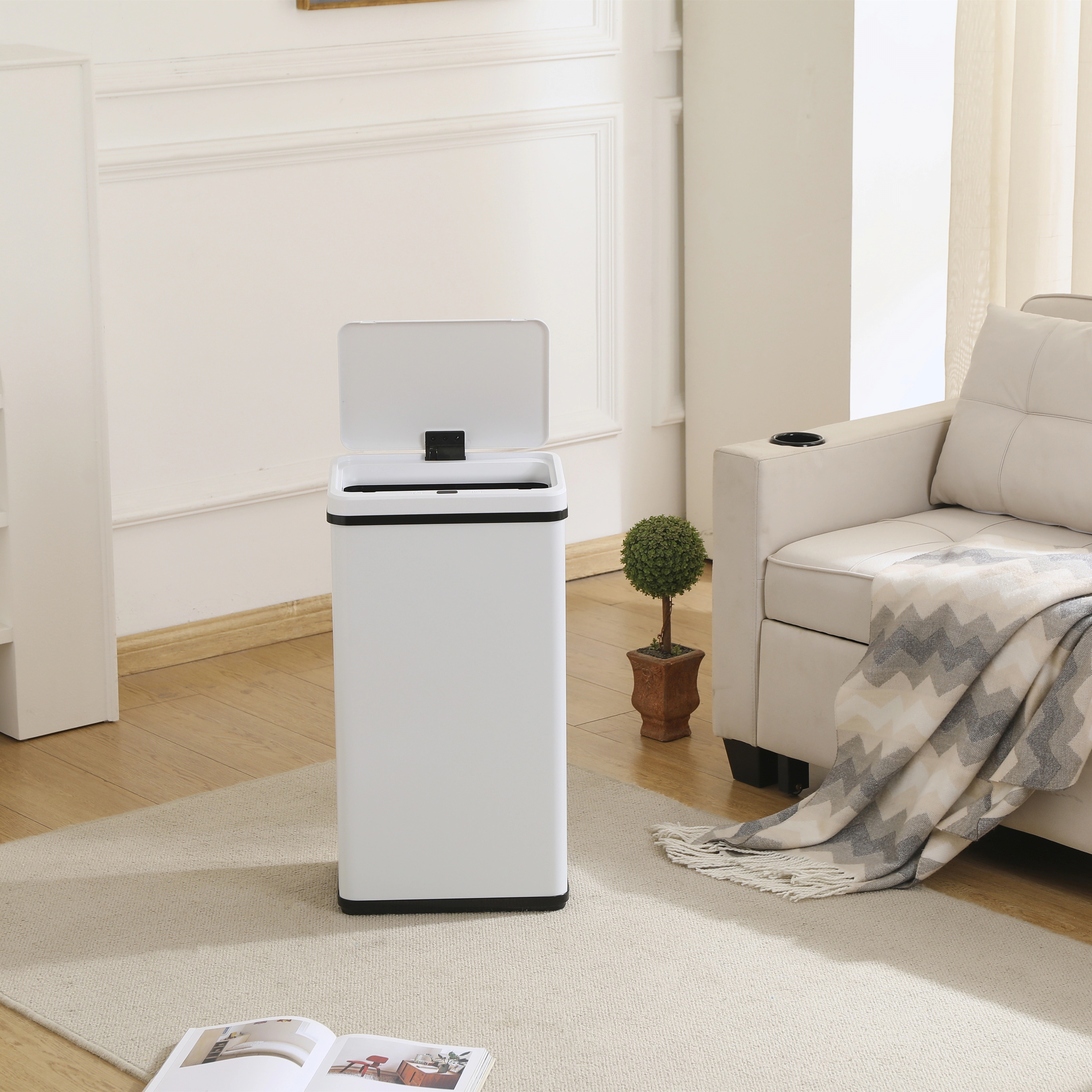 F39【人気新作】ゴミ箱 自動開閉 おしゃれ 45L袋対応 大容量 50L ふた付き 高機能センサー スリム キッチン リビング 屋外 縦型 大型 ステンレス製 ダストボックス ごみ箱 資源ゴミ