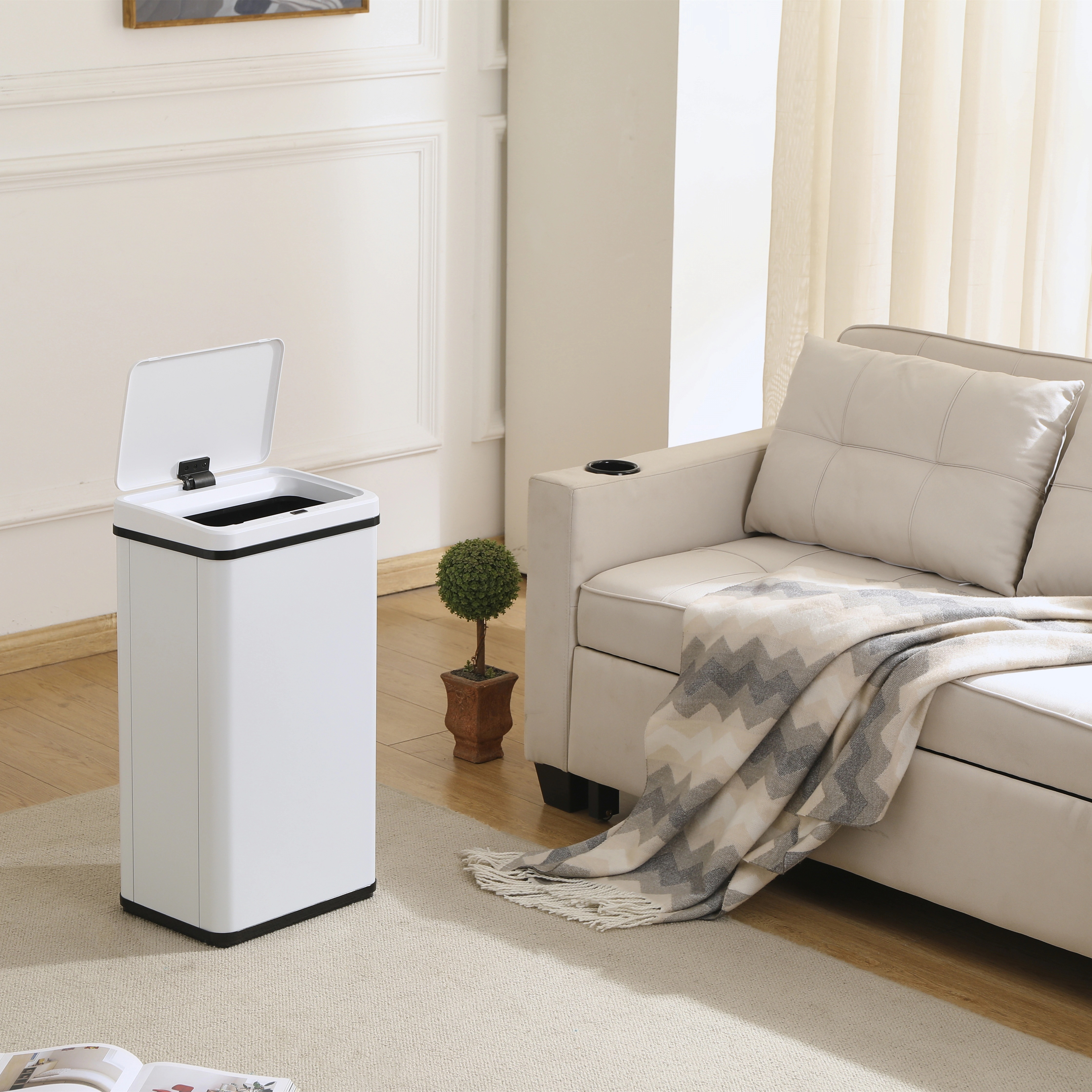 F39【人気新作】ゴミ箱 自動開閉 おしゃれ 45L袋対応 大容量 50L ふた付き 高機能センサー スリム キッチン リビング 屋外 縦型 大型 ステンレス製 ダストボックス ごみ箱 資源ゴミ