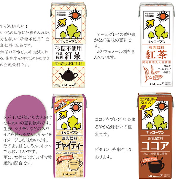 Qoo10] キッコーマン 豆乳 200ml 4ケース 72本調整豆