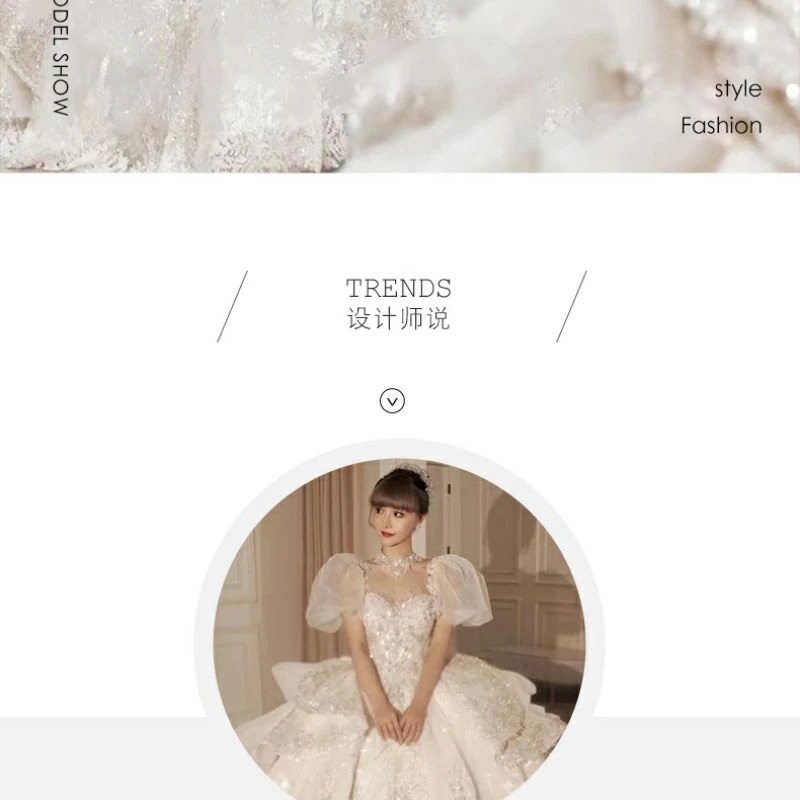 パフスリーブプチウェディングドレス2025 花嫁重工感ビッグテール2025 パフスリーブプチウェディングドレス2025 花嫁重工感ビッグテール2025