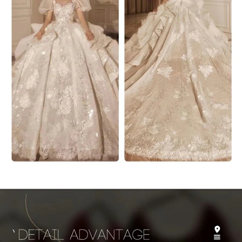 パフスリーブプチウェディングドレス2025 花嫁重工感ビッグテール2025 パフスリーブプチウェディングドレス2025 花嫁重工感ビッグテール2025