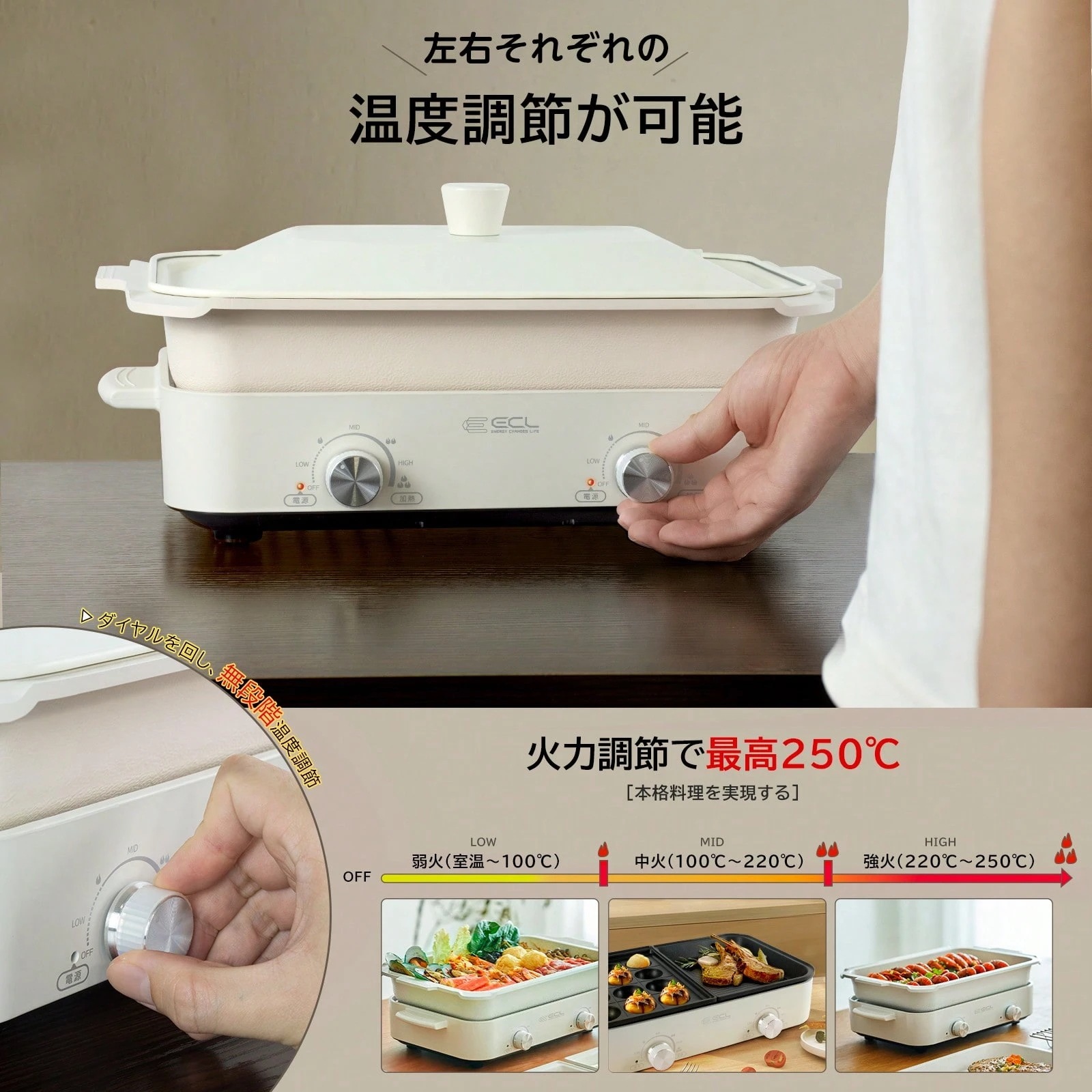 ホットプレート 焼肉プレート グリル鍋 1200W セパレートホットプレート 夫々温度調整 グリルプレート/深鍋プレート/たこ焼きプレート付き 蓋付き ECL 1台多役 お手入れ簡単 コンパクト 焼き ホットプレート 焼肉プレート グリル鍋 1200W セパレートホットプレート 夫々温度調整 グリルプレート/深鍋プレート/たこ焼きプレート付き 蓋付き ECL 1台多役 お手入れ簡単 コンパクト 焼き