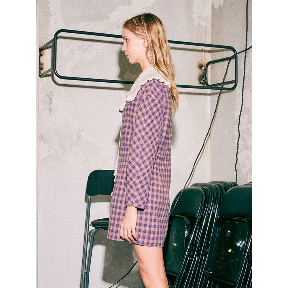 Near&Dear HOLIDA チェック ミニ 長袖 ワンピース・ドレス [マルチ