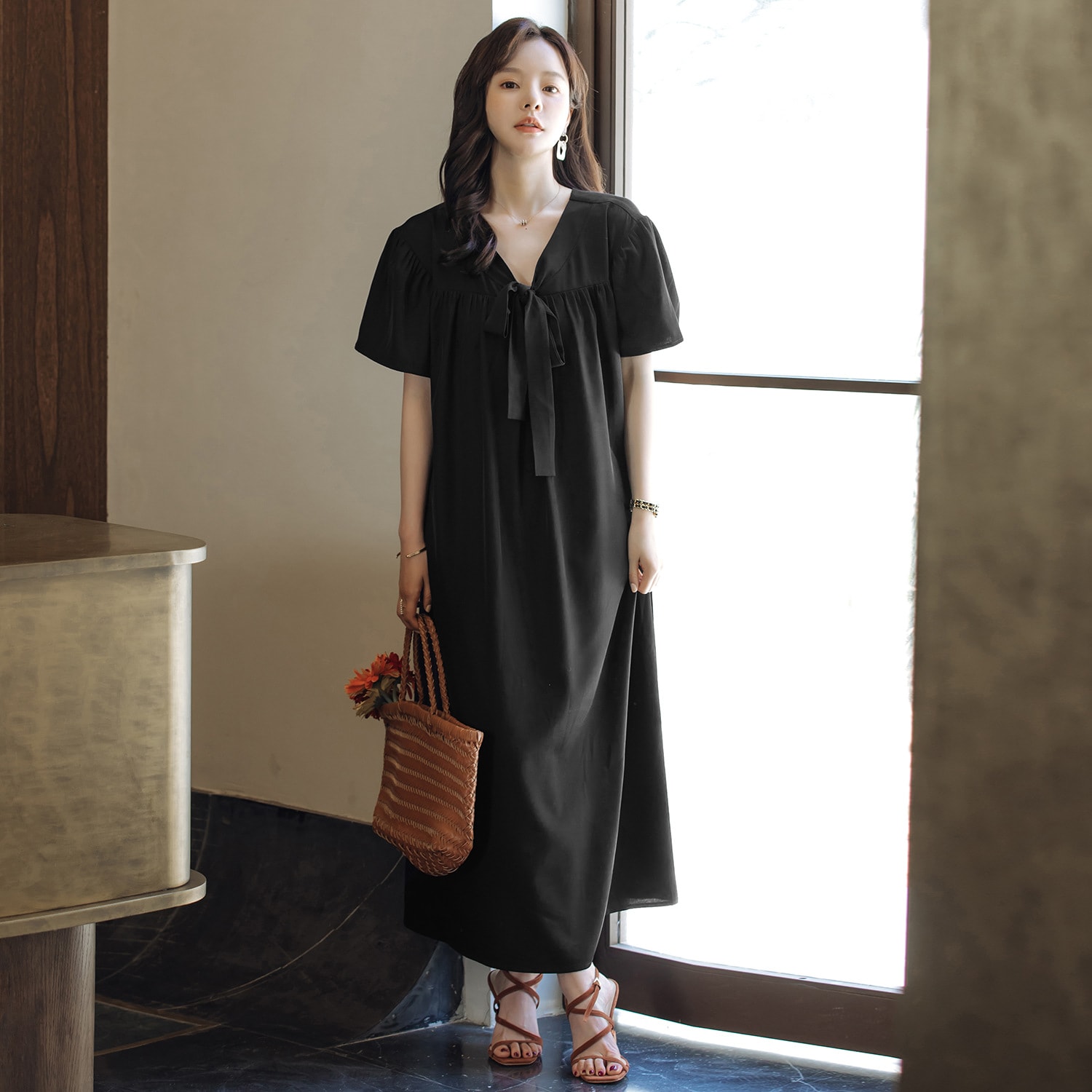 夏の女子スカート新しいスタイルのフロントとバックツーウェアvネック韓国の弓ロンドレス88502 夏の女子スカート新しいスタイルのフロントとバックツーウェアvネック韓国の弓ロンドレス88502