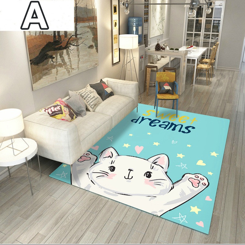 10スタイル 子供の漫画のパターンラグ 洗える180*280cmラグマット 滑り止め付 西海岸 絨毯　マット ラグカーペット　ジオメトリ 北欧 カーペット おしゃれ　ネコ ウサギ フラミンゴ くまオ