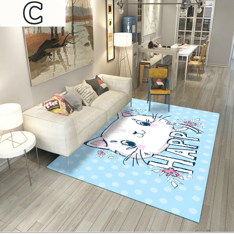 10スタイル 子供の漫画のパターンラグ 洗える180*280cmラグマット 滑り止め付 西海岸 絨毯　マット ラグカーペット　ジオメトリ 北欧 カーペット おしゃれ　ネコ ウサギ フラミンゴ くまオ