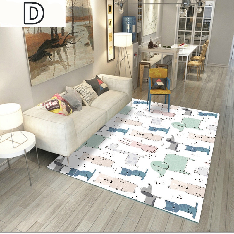 10スタイル 子供の漫画のパターンラグ 洗える180*280cmラグマット 滑り止め付 西海岸 絨毯　マット ラグカーペット　ジオメトリ 北欧 カーペット おしゃれ　ネコ ウサギ フラミンゴ くまオ