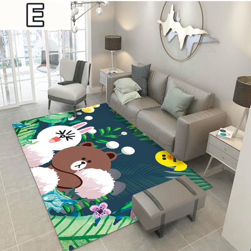 10スタイル 子供の漫画のパターンラグ 洗える180*280cmラグマット 滑り止め付 西海岸 絨毯　マット ラグカーペット　ジオメトリ 北欧 カーペット おしゃれ　ネコ ウサギ フラミンゴ くまオ