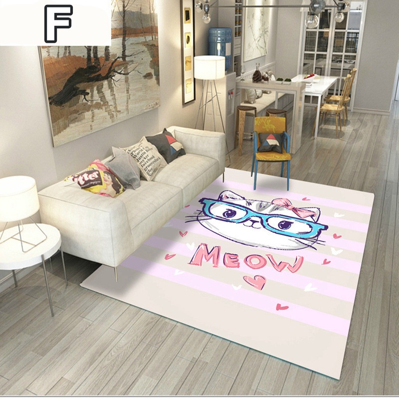 10スタイル 子供の漫画のパターンラグ 洗える180*280cmラグマット 滑り止め付 西海岸 絨毯　マット ラグカーペット　ジオメトリ 北欧 カーペット おしゃれ　ネコ ウサギ フラミンゴ くまオ