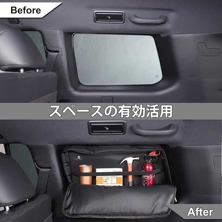 トヨタ ランドクルーザー 250 ランクル250 専用 収納バック 車用リアウインドウ収納バッグ 車窓用 窓バック オックスフォード生地素材 吸盤式 取付簡単(ブラック, 右側)