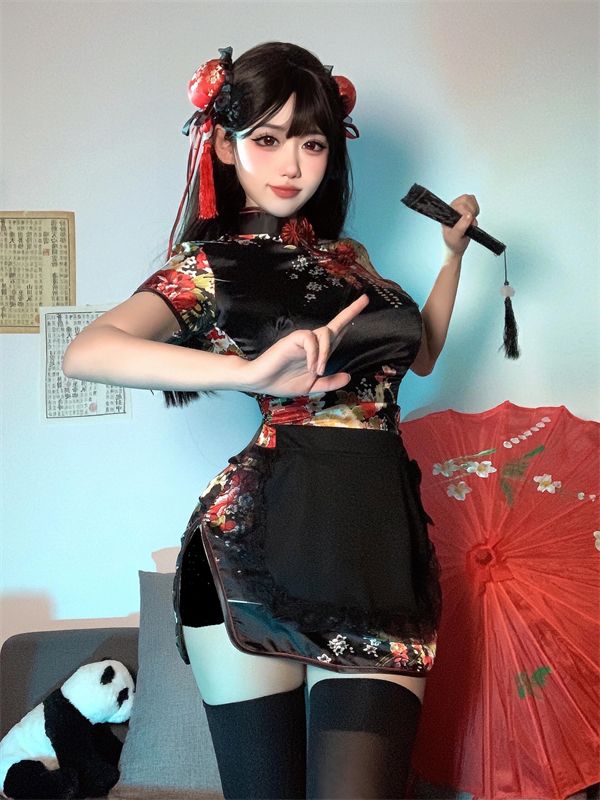 ロリータドレス チャイナドレス セクシー 中国風 メイド服 制服 二点セット ロリータドレス チャイナドレス セクシー 中国風 メイド服 制服 二点セット