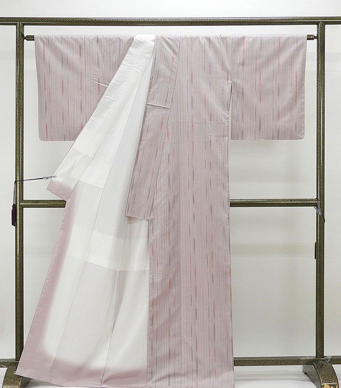 紬 新品仕立済 正絹 彩香 変わり縞模様 紬 身丈165cm 裄丈68cm 新品 仕立て上がり 着物